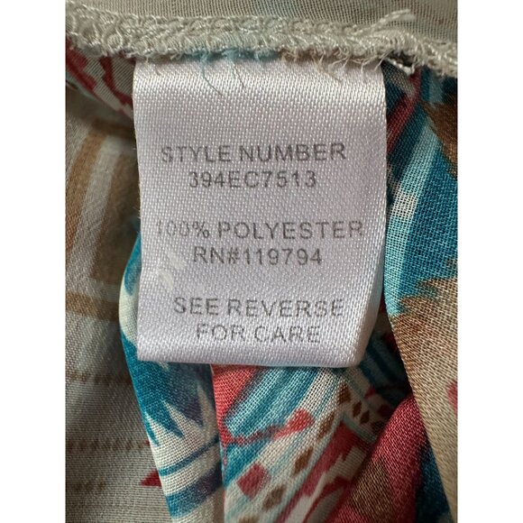 Live and Let Live Sheer Multicolored Tie-Front Top Size M 100% Polyester - Picture 9 of 16